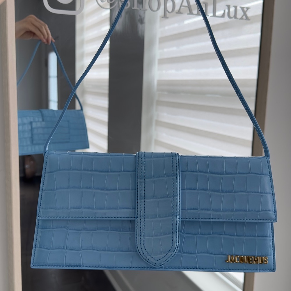 Jacquemus Blue Croc-Embossed Women's Bag